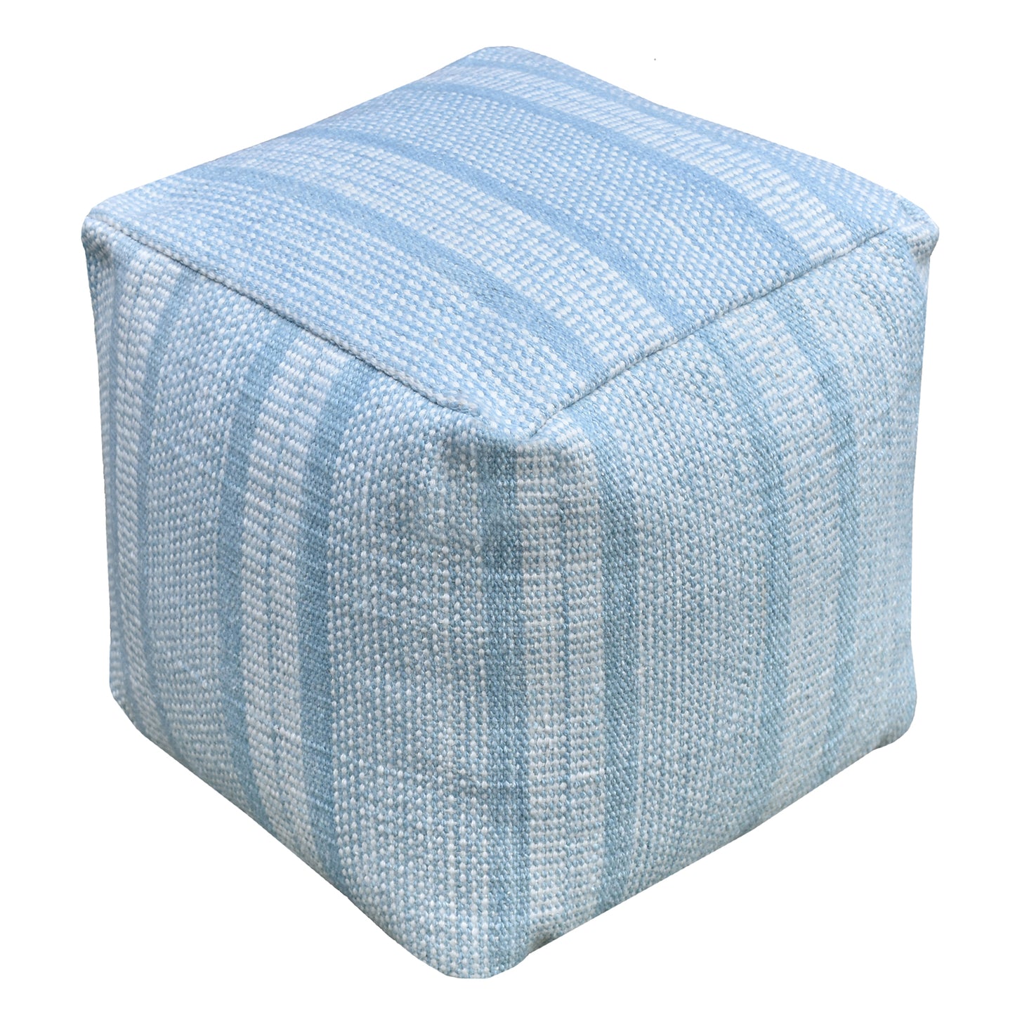 Lodz Pouf, Pet, Aqua, Pitloom, Flat Weave 