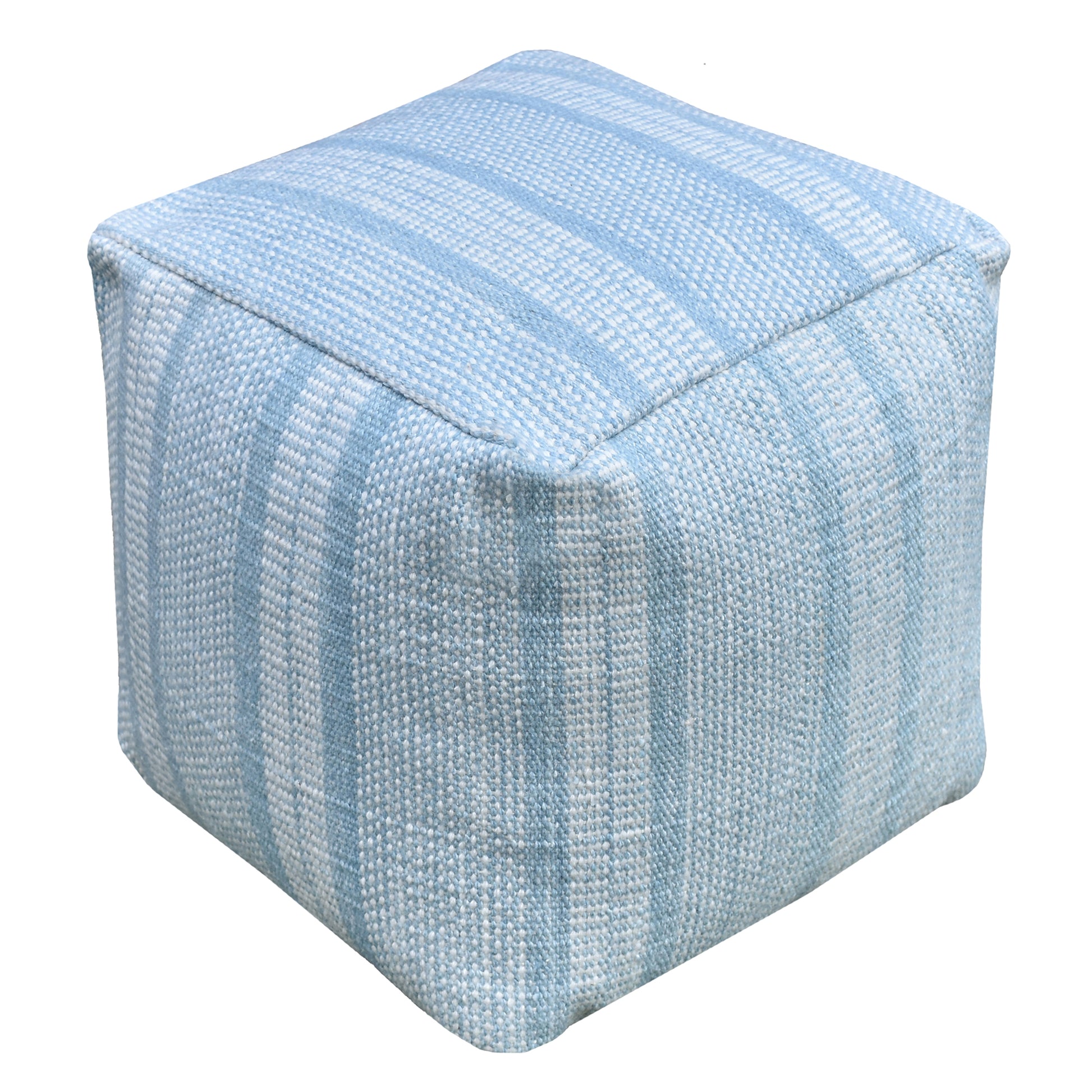 Lodz Pouf, Pet, Aqua, Pitloom, Flat Weave 