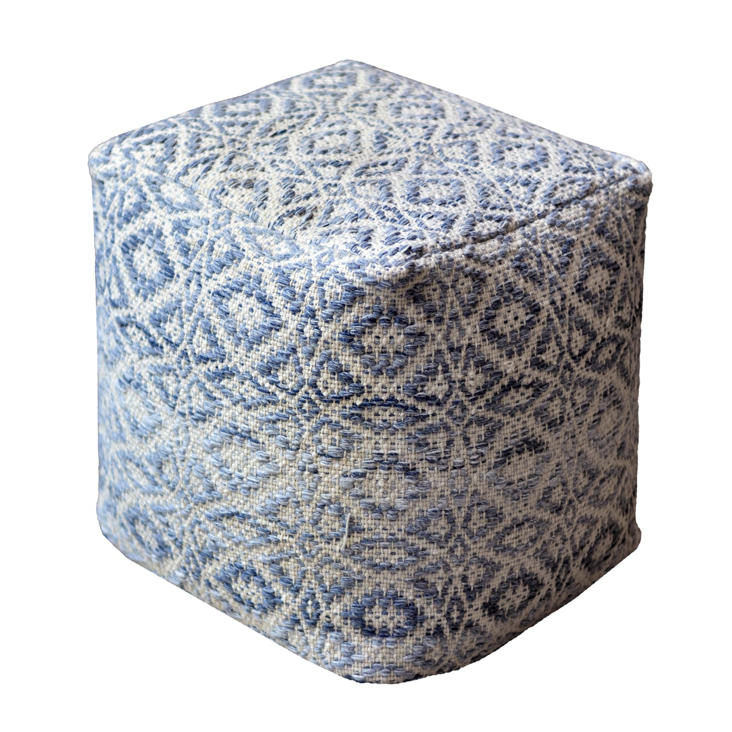 Maderia Pouf, Pet, Blue, PITLOOM / FLAT WEAVE