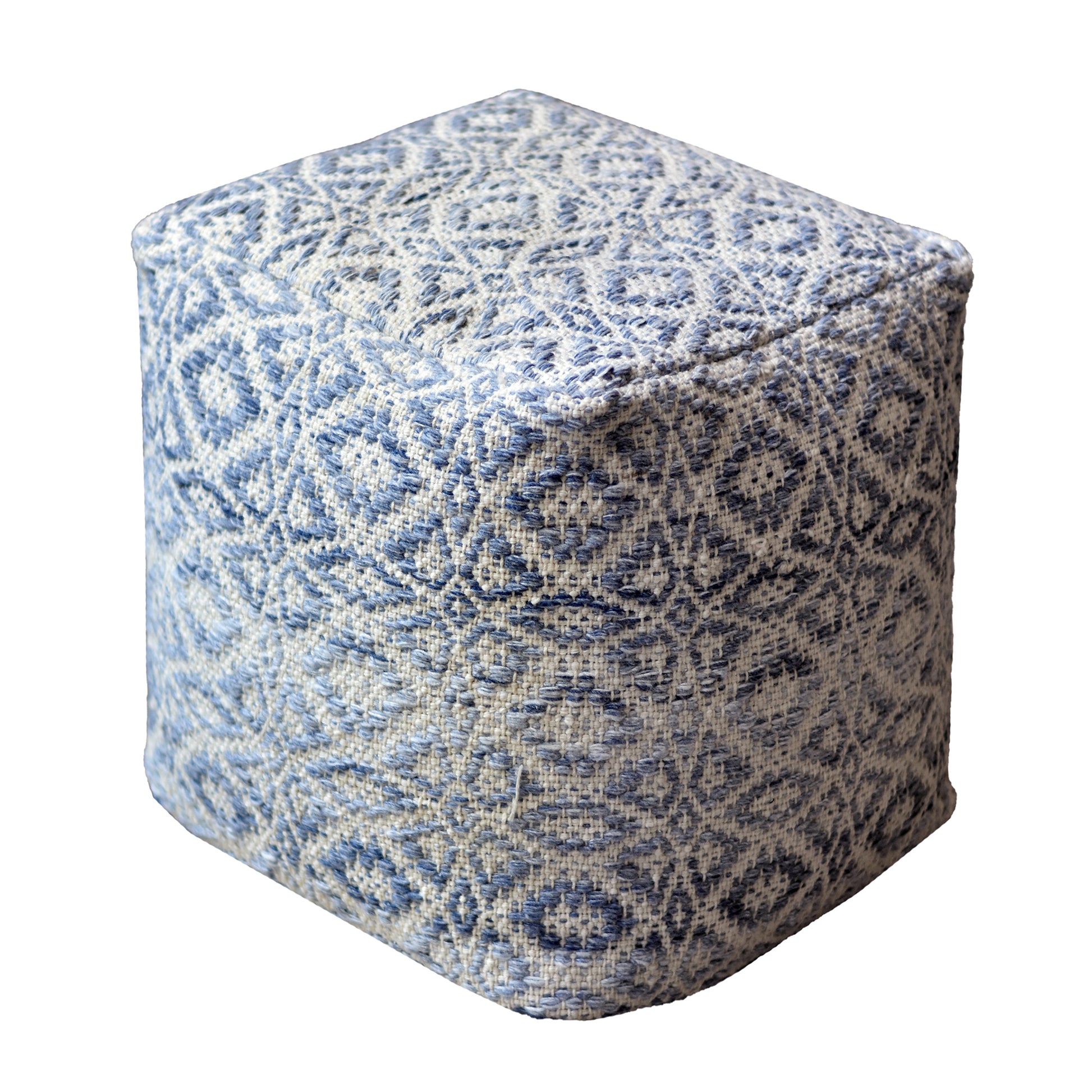Maderia Pouf, Pet, Blue, PITLOOM / FLAT WEAVE