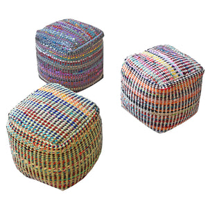 Madrid Pouf, Recycled Cotton Fabric, PITLOOM / FLAT WEAVE