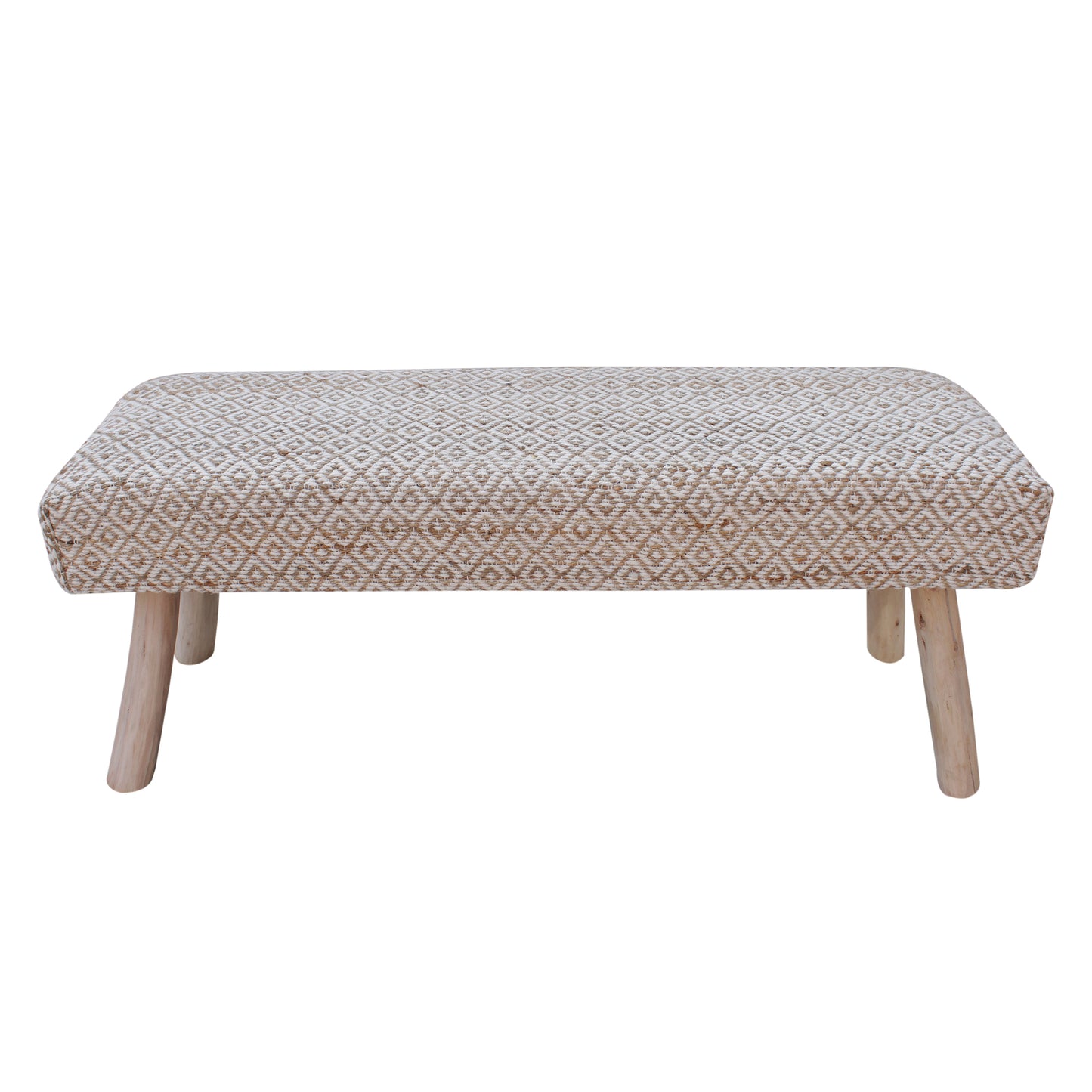Malak Bench, Jute, Wool, Polyester, Natural, Natural White, Pitloom, Flat Weave