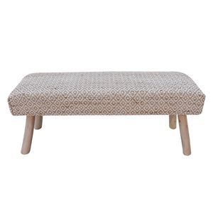 Malak Bench, Jute, Wool, Polyester, Natural, Natural White, Pitloom, Flat Weave
