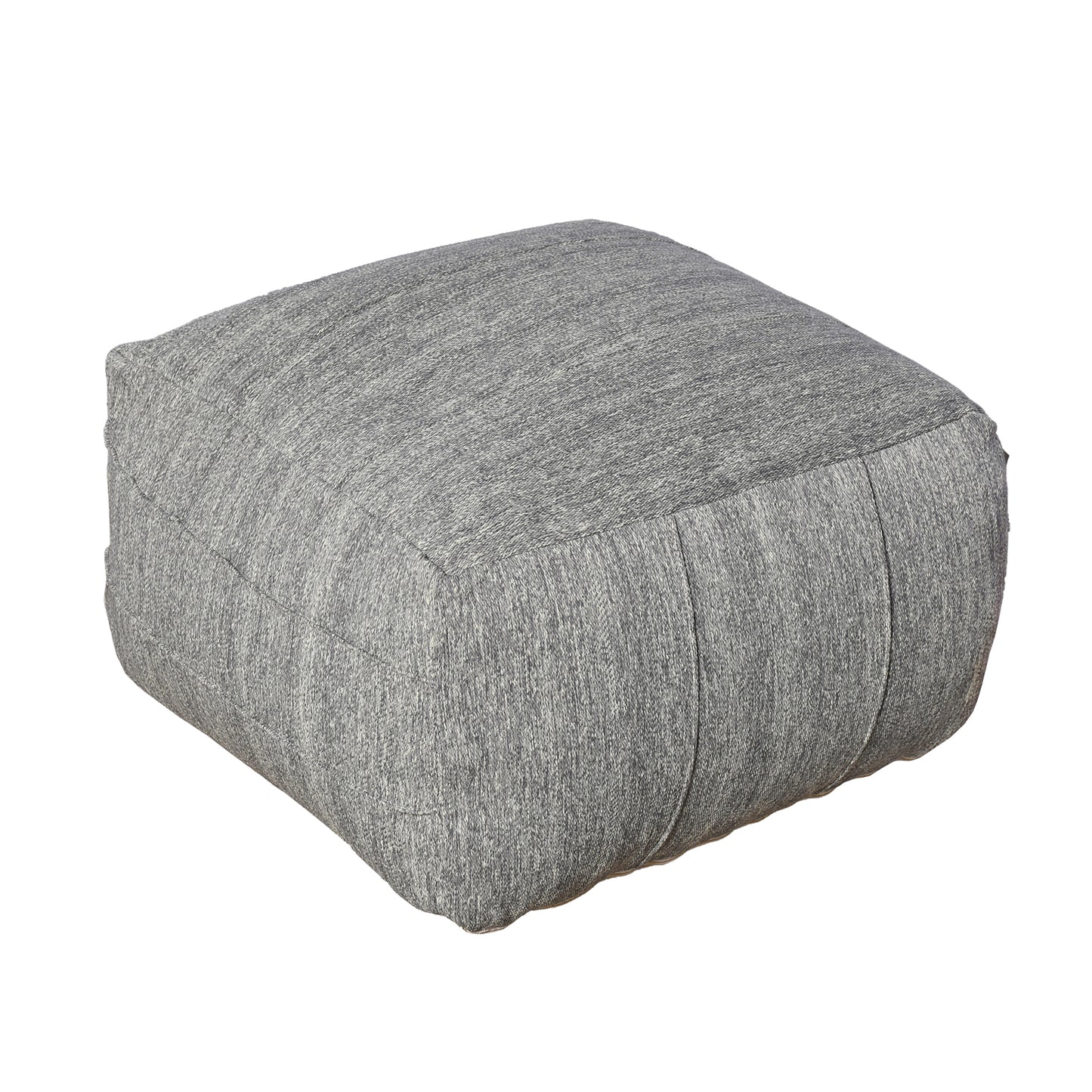 Malar Pouf, Polypropylene, Grey, Jaquard Durry, Flat Weave 