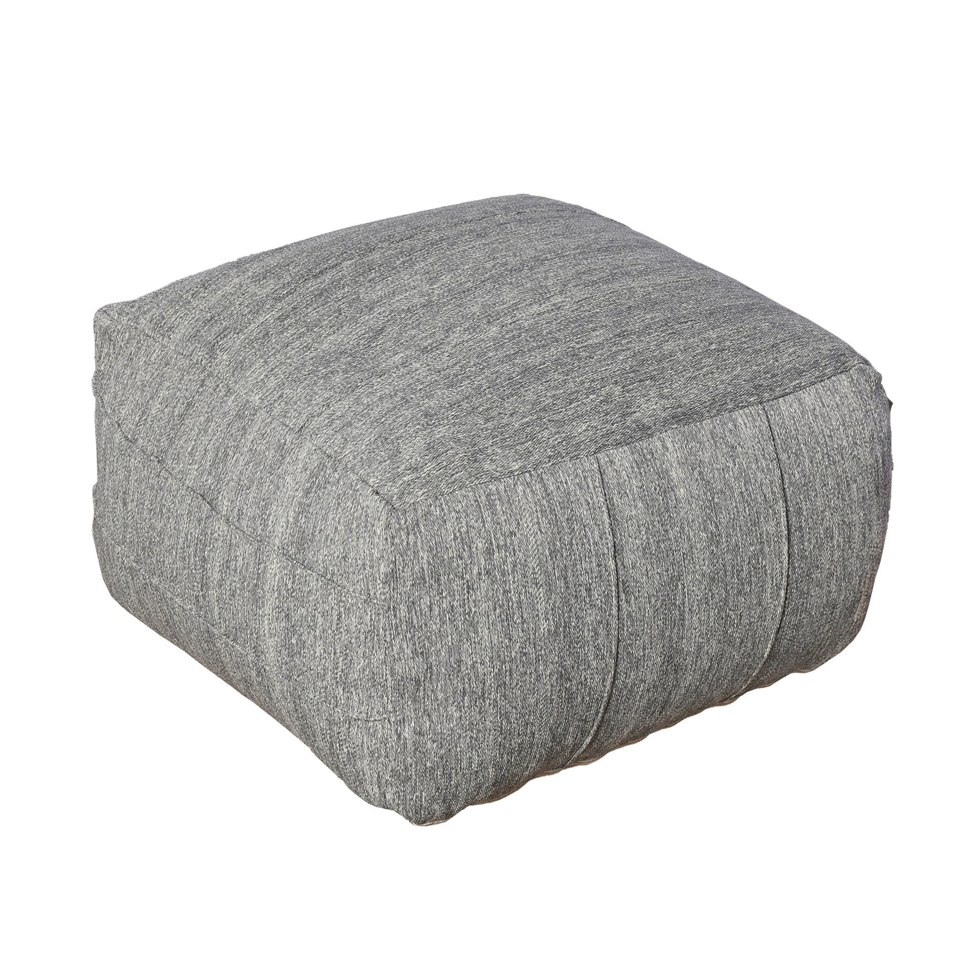 Malar Pouf, Polypropylene, Grey, Jaquard Durry, Flat Weave 
