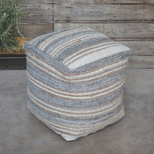 Mana Pouf,  Hemp, Wool, Natural, Grey, 