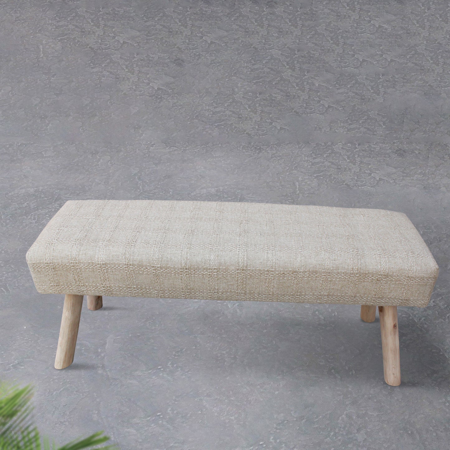 Marsan Bench, Linen, Viscose, Beige, Hand woven, Flat Weave