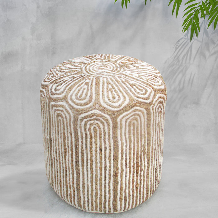 MASLIN ROUND  POUF - JUTE/ WOOL
