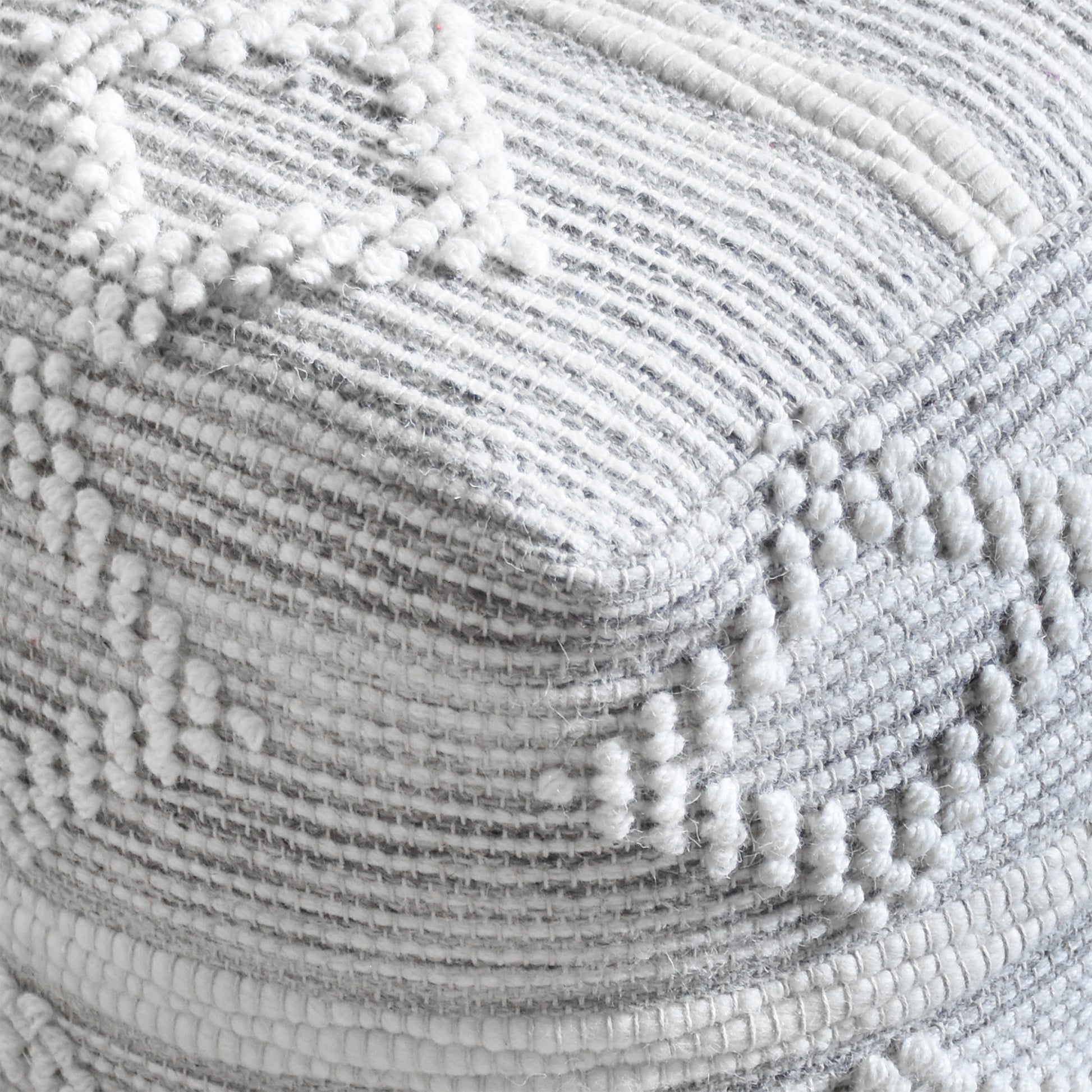 Mawes Pouf, Felt Wool, Cotton, Natural White,Grey, Pitloom, All Loop 