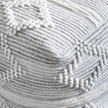 Mawes Pouf, Felt Wool, Cotton, Natural White,Grey, Pitloom, All Loop 