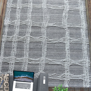 Area Rug, Bedroom Rug, Living Room Rug, Living Area Rug, Indian Rug, Office Carpet, Office Rug, Shop Rug Online, Wool, Grey, Natural White, Hand woven, All Loop, Textured