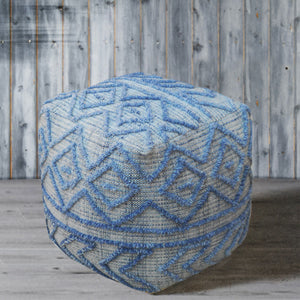 Mena Pouf, Pet, Blue, Hand woven, All Loop 