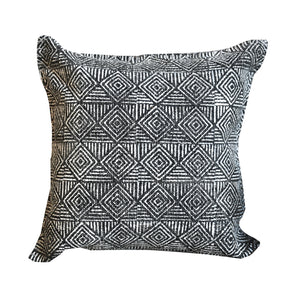 Metz Pillow, Cotton, Printed, Charcoal, Pitloom, Flat Weave