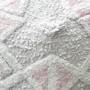 Mikado Pouf, Wool, Polyester, Natural White, Pink, Pitloom, All Loop 