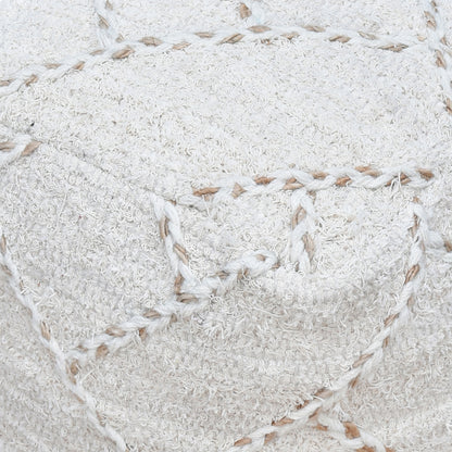Morabito Pouf, Cotton, Hemp, Wool, Natural,Natural White, Pitloom, Flat Weave 