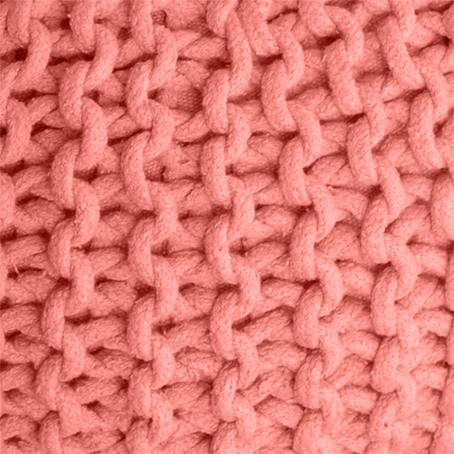 Moro Round Pouf, Cotton, Coral, Hm Knitted, Flat Weave 