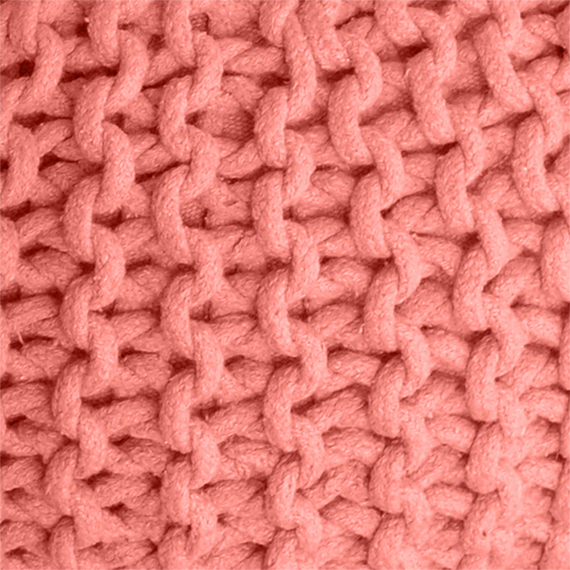 Moro Round Pouf, Cotton, Coral, Hm Knitted, Flat Weave 