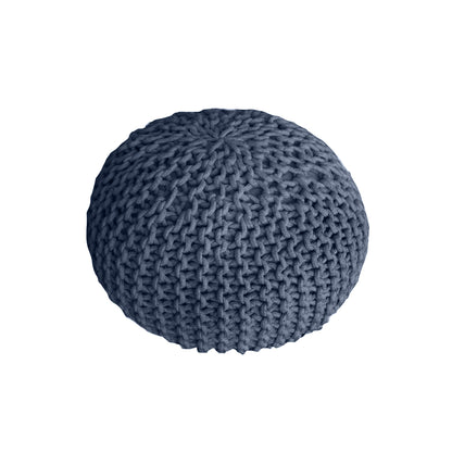 Moro Round Pouf, Cotton, Granite, Hm Knitted, Flat Weave 