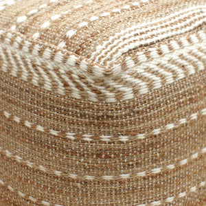 Nadur Pouf, Jute, Wool, Natural, Natural White, Pitloom, Flat Weave 