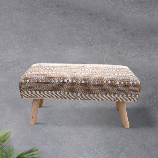 Niobe Bench, Jute, Wool, Natural, Natural White, Pitloom, Flat Weave