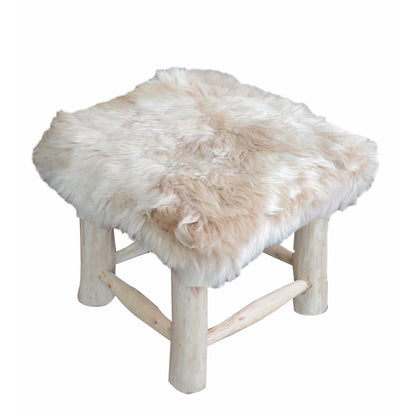 Nordic Bar Stool, Sheep Hide, Taupe, Hm Stitching, Flat Weave 