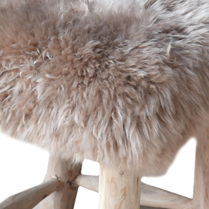 Nordic Bar Stool, Sheep Hide, Taupe, Hm Stitching, Flat Weave 