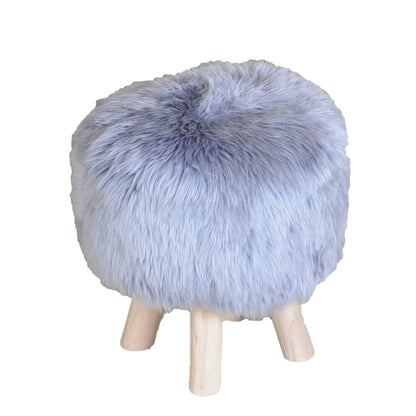Nordic Stool, Sheep Hide, Grey, Hm Stitching, Flat Weave 