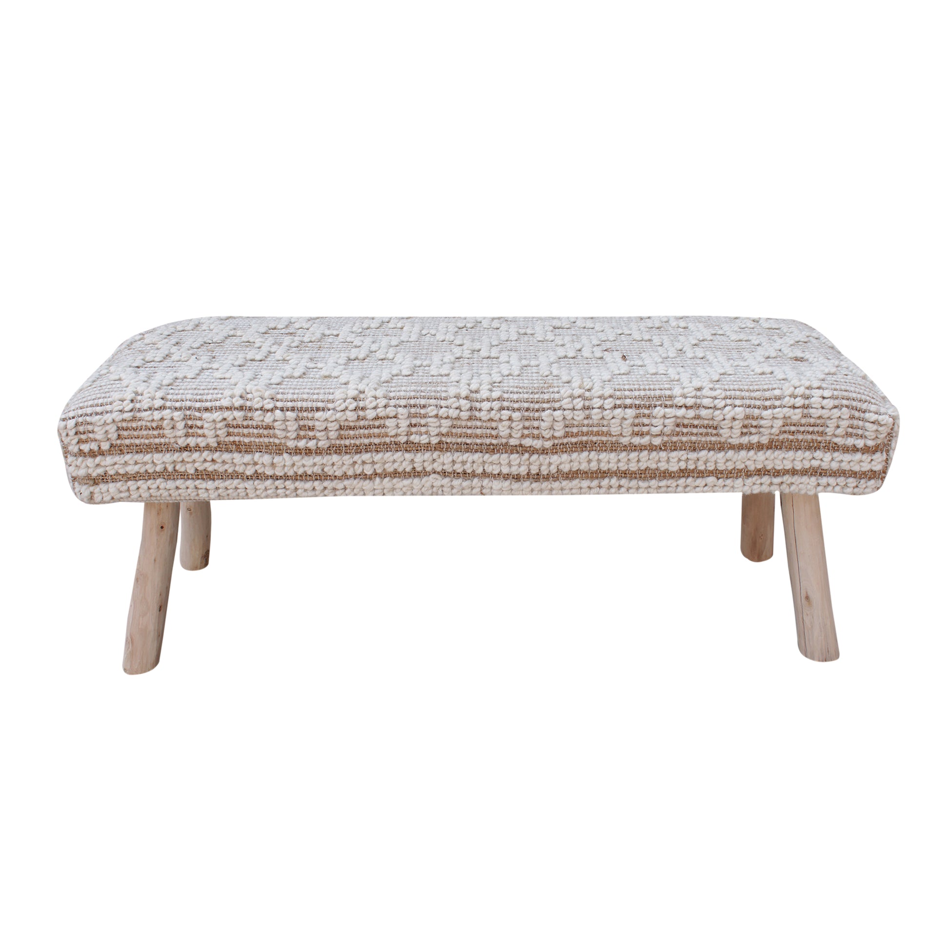 Nordli Bench, Jute, Wool, Natural, Natural White, Pitloom, All Loop