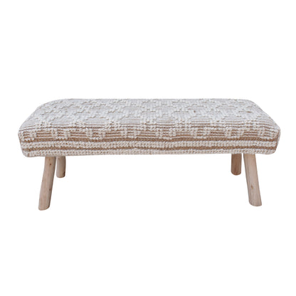 Nordli Bench, Jute, Wool, Natural, Natural White, Pitloom, All Loop
