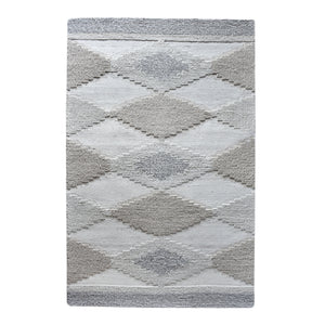 Area Rug, Bedroom Rug, Living Room Rug, Living Area Rug, Indian Rug, Office Carpet, Office Rug, Shop Rug Online, Wool, Natural White, Beige, Grey, Pitloom, All Loop, Symmetrical