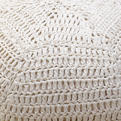 Nybro Pouf, Cotton Rag, Natural White, Hm Knitted, Flat Weave 