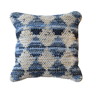 Ocala Pillow, Cotton, Denim, Blue, Natural, Pitloom, Flat Weave