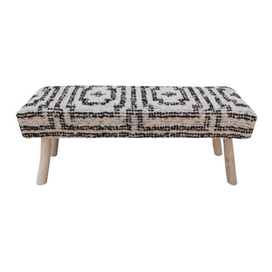 Ogna Bench, Cotton, Polyester, Natural White, Charcoal, Pitloom, All Loop