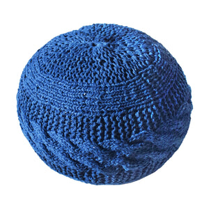 Onyx Pouf, Pet, Navy, Hm Knitted, Flat Weave 