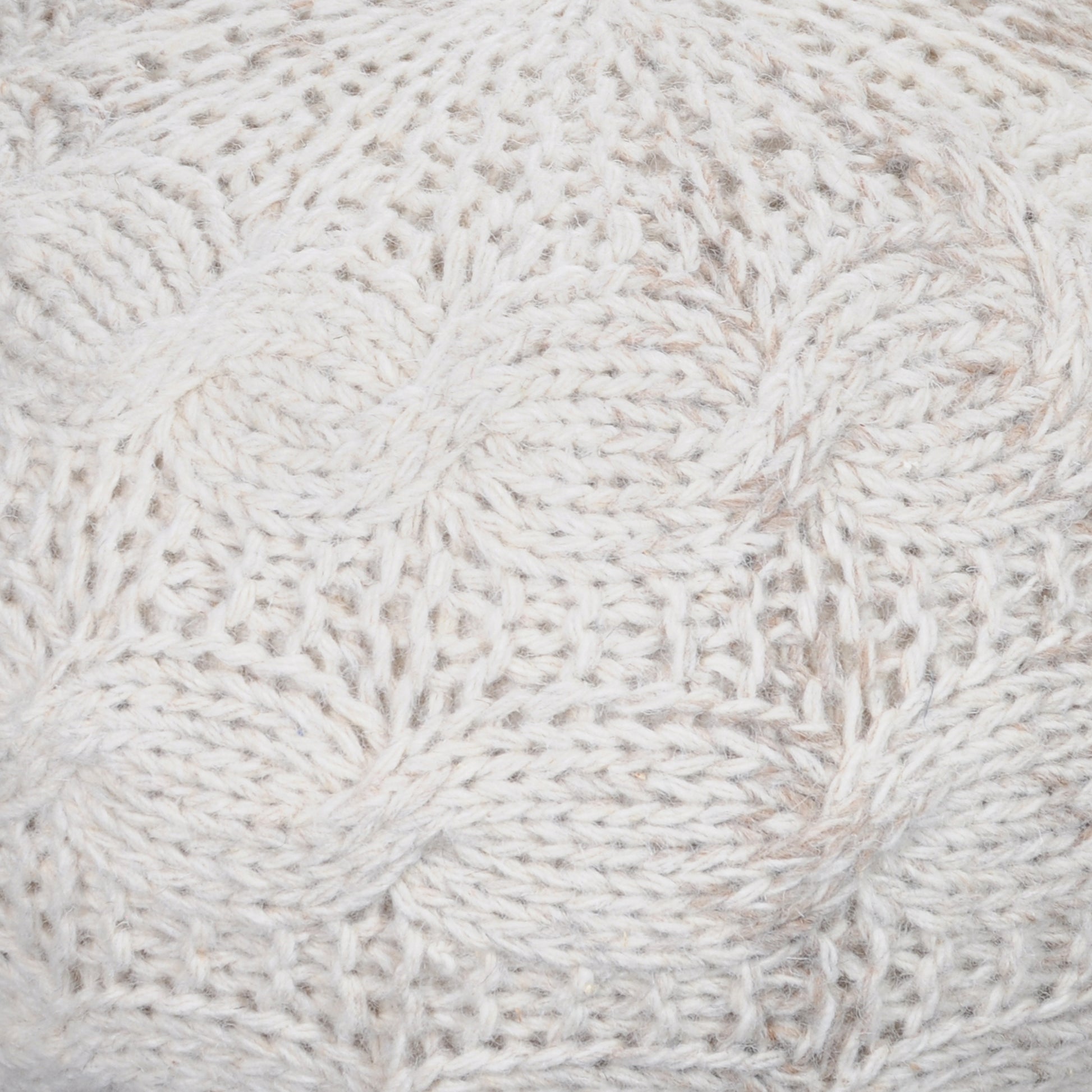 Oslo Round Pouf, Wool, Natural White, Hm Knitted, Flat Weave 