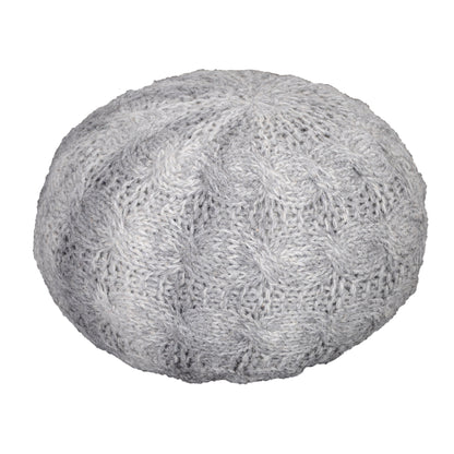 Oslo Round Pouf, Wool, Grey, Hm Knitted, Flat Weave 