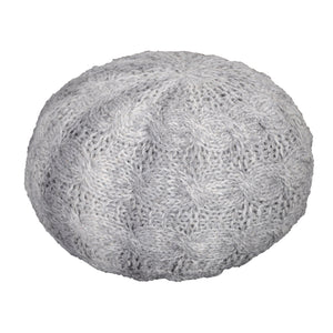 Oslo Round Pouf, Wool, Grey, Hm Knitted, Flat Weave 
