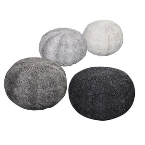 Oslo Round Pouf, Wool, Charcoal, Hm Knitted, Flat Weave 