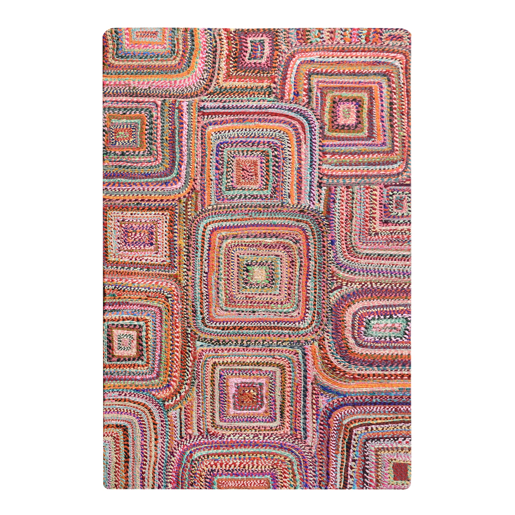 Area Rug, Bedroom Rug, Living Room Rug, Living Area Rug, Indian Rug, Office Carpet, Office Rug, Shop Rug Online, Recycled Fabric, Multi, Hm Stitching, Flat Weave, Geometrical