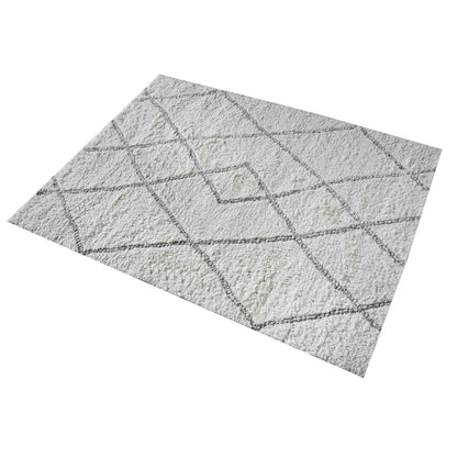 Area Rug, Bedroom Rug, Living Room Rug, Living Area Rug, Indian Rug, Office Carpet, Office Rug, Shop Rug Online, Wool, Natural White, Beige, Pitloom, Cut And Loop, Geometrical