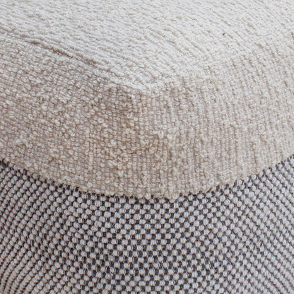 Palus Pouf, Wool, Polyester, Natural White, Grey, Hand woven, All Loop 