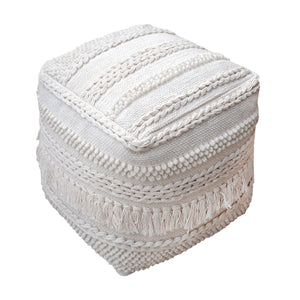 Pamir Pouf,  Wool, Cotton, Natural White, Pitloom, All Loop 