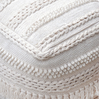Pamir Pouf,  Wool, Cotton, Natural White, Pitloom, All Loop 