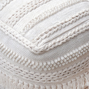 Pamir Pouf,  Wool, Cotton, Natural White, Pitloom, All Loop 