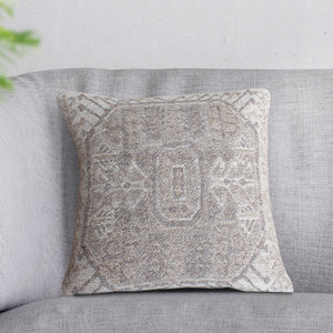 Pampa Cushion, Wool Polyester Blend, Natural White, Grey