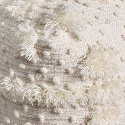 Parkin Pouf, Nz Wool, Natural White, Pitloom, Cut And Loop 