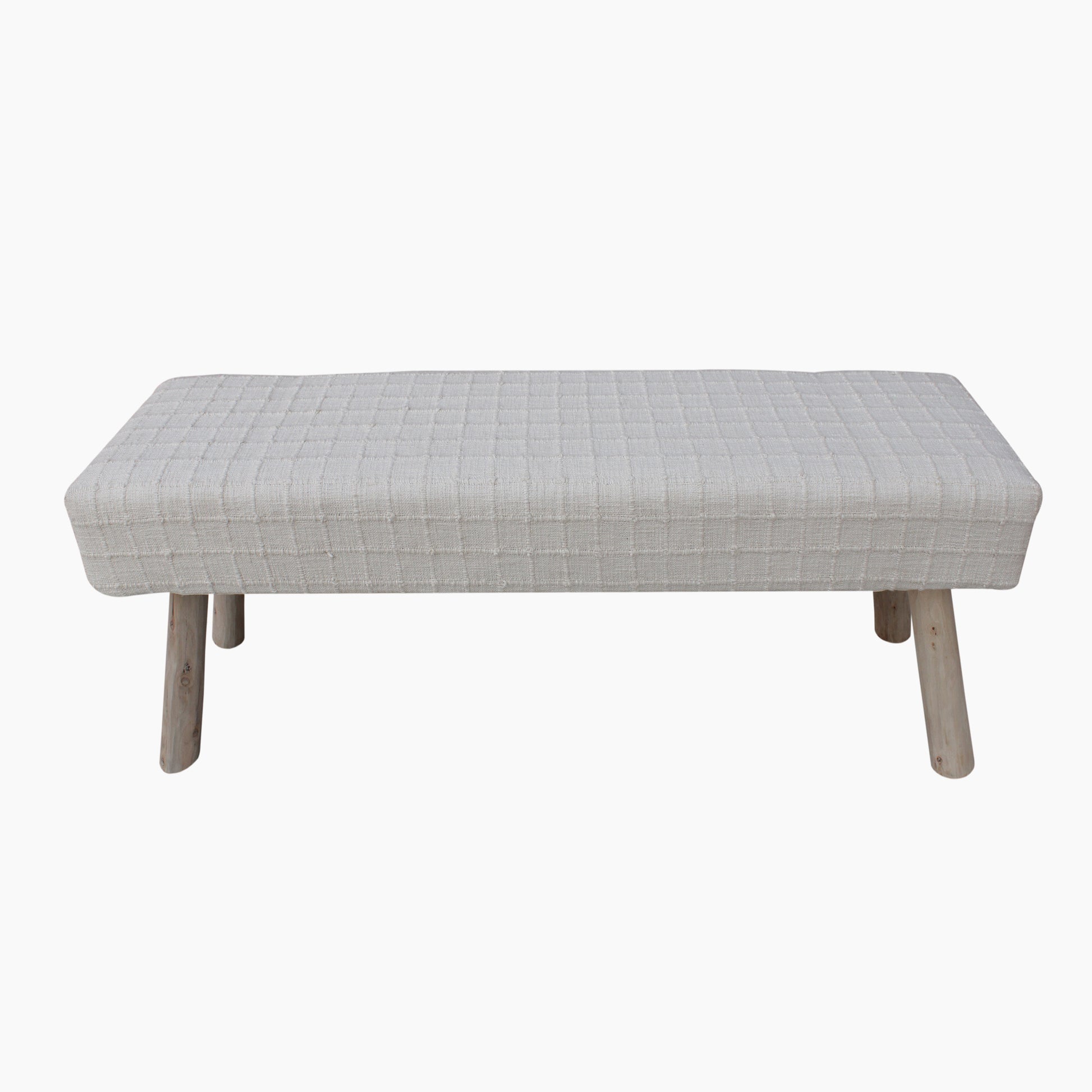 Perret Bench, Polyester, Cotton, Natural White, Hand woven, Flat Weave