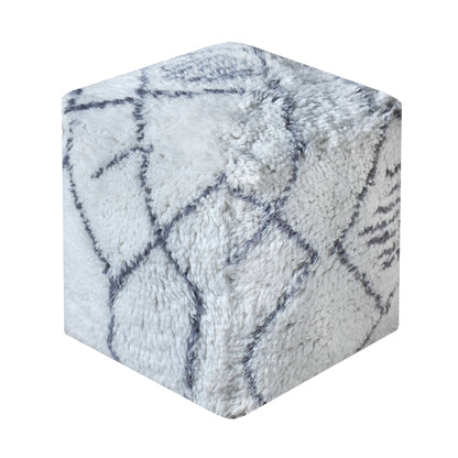 Pierre Pouf, Nz Wool, Natural White, Grey, Bm Sn, All Cut 
