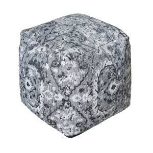 Pilsen-5 Pouf, Polypropylene, Natural White,Grey,Blue, Jaquard Durry, Flat Weave 