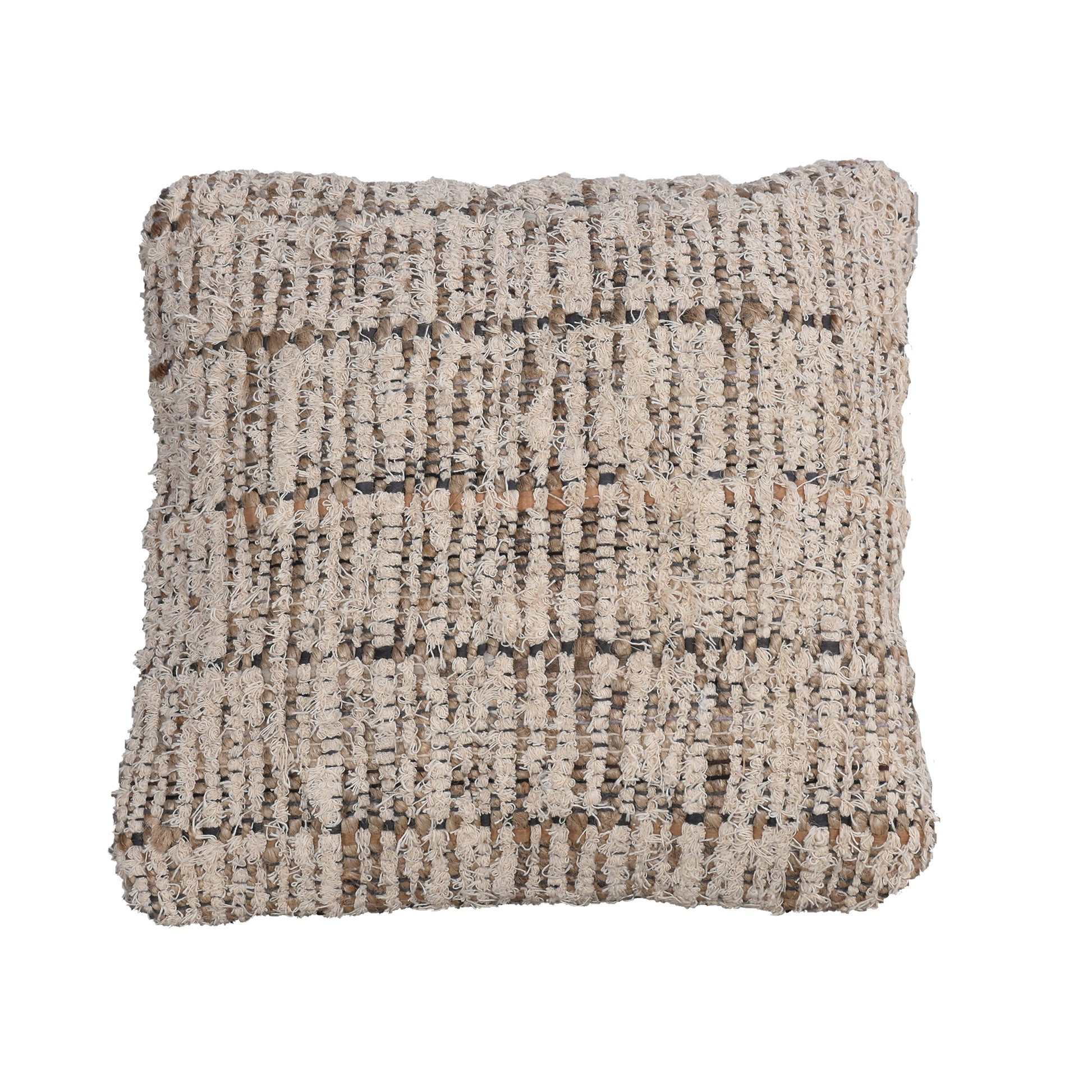 Pokrov Cushion, Cotton Salvage, Jute, Rag, Natural, Natural White, Pitloom, Flat Weave